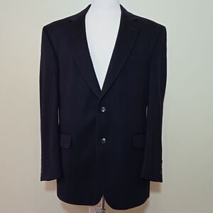 Jos A Bank Cashmere Blazer Jacket Sports Coat Mens 42R Navy Academia Suit Jacket